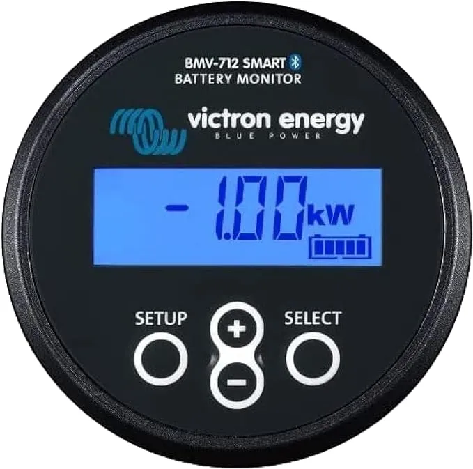 Victron Energy BMV-712 Smart Battery Monitor with Shunt - 6.5-70 VDC - Display and Bluetooth - Black