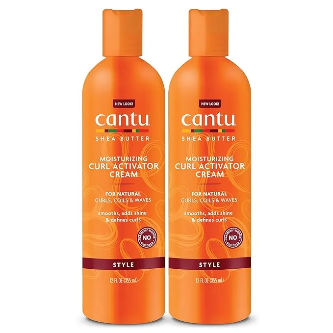 Cantu Moisturizing Curl Activator Cream for Natural Hair with Pure Shea Butter, 12 fl oz (Pack of 2) (Packaging May Vary)