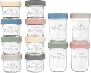 WeeSprout Glass Baby Food Storage Jars Lids