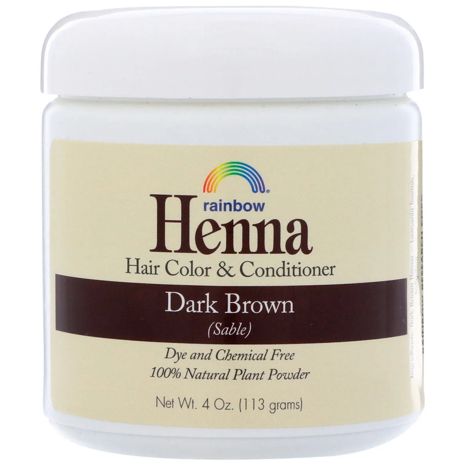 Rainbow Research Henna Hair Color Conditioner Dark Brown Sable 4 Oz