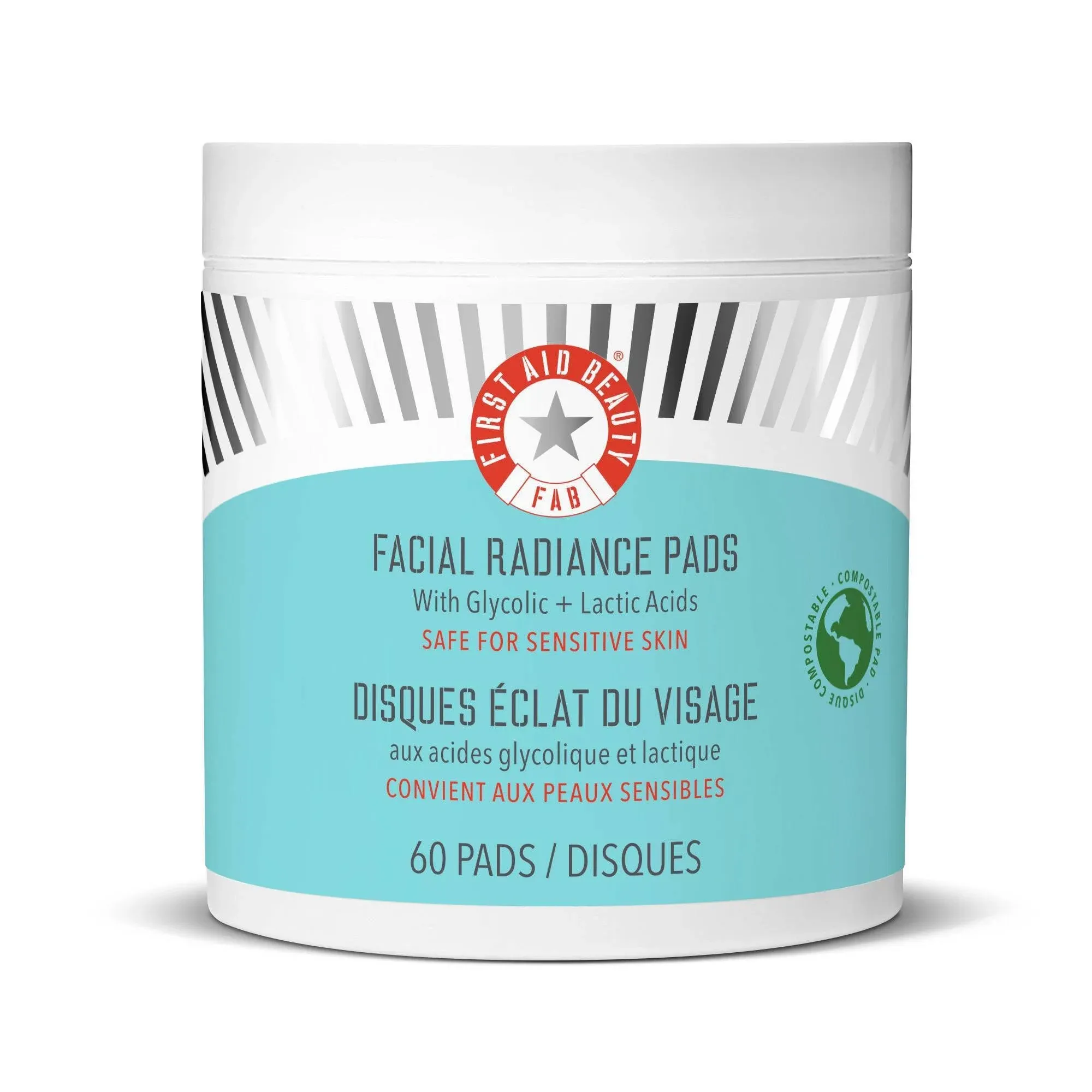 First Aid Beauty Facial Radiance Pads with Glycolic + Lactic Acids 60 Pads / Pack