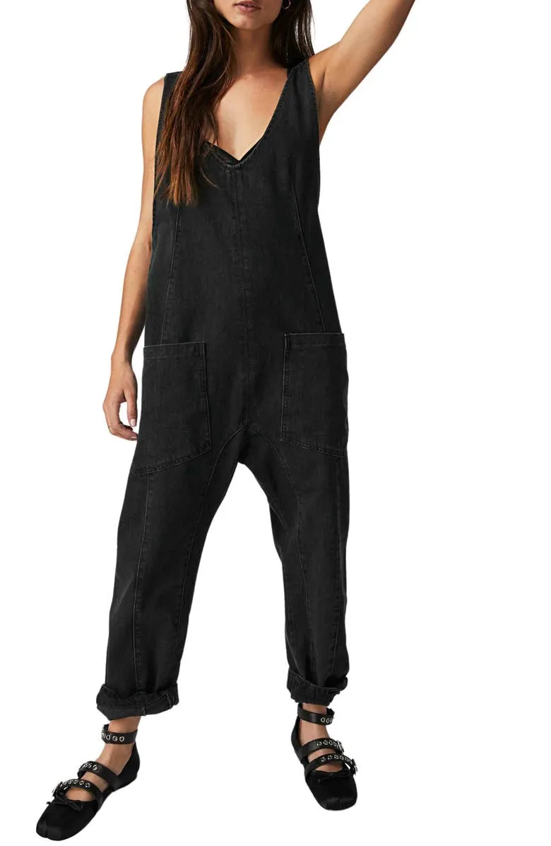 Free People High Roller Jumpsuit Mineral Black / S