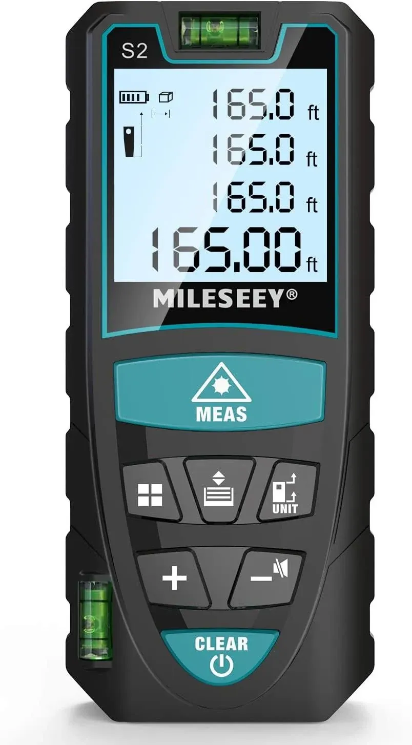 Laser Measure, RockSeed 165 Feet Digital Laser Distance Meter with 2 Bubble Levels,M/in/Ft Unit Switching Backlit LCD and Pythagorean Mode