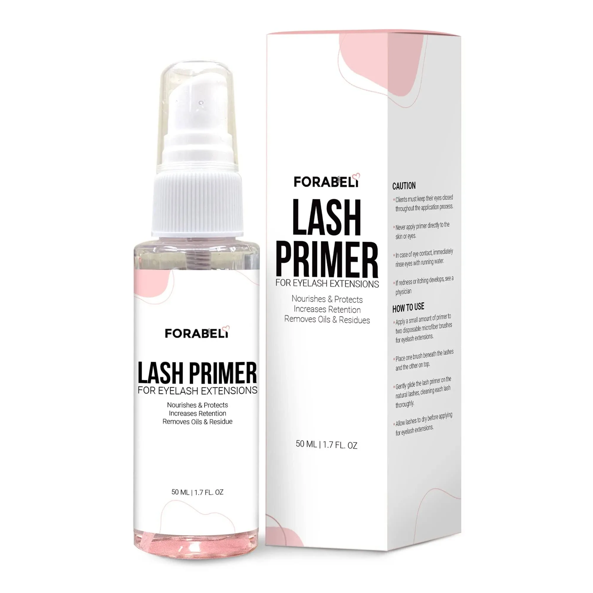 Lash Primer for Eyelash Extensions 50ML (Spray)-Forabeli/Enhances Glue Retention/Hold Strength for Individual Lashes/Semi-Permanent Lash Extension Supplies