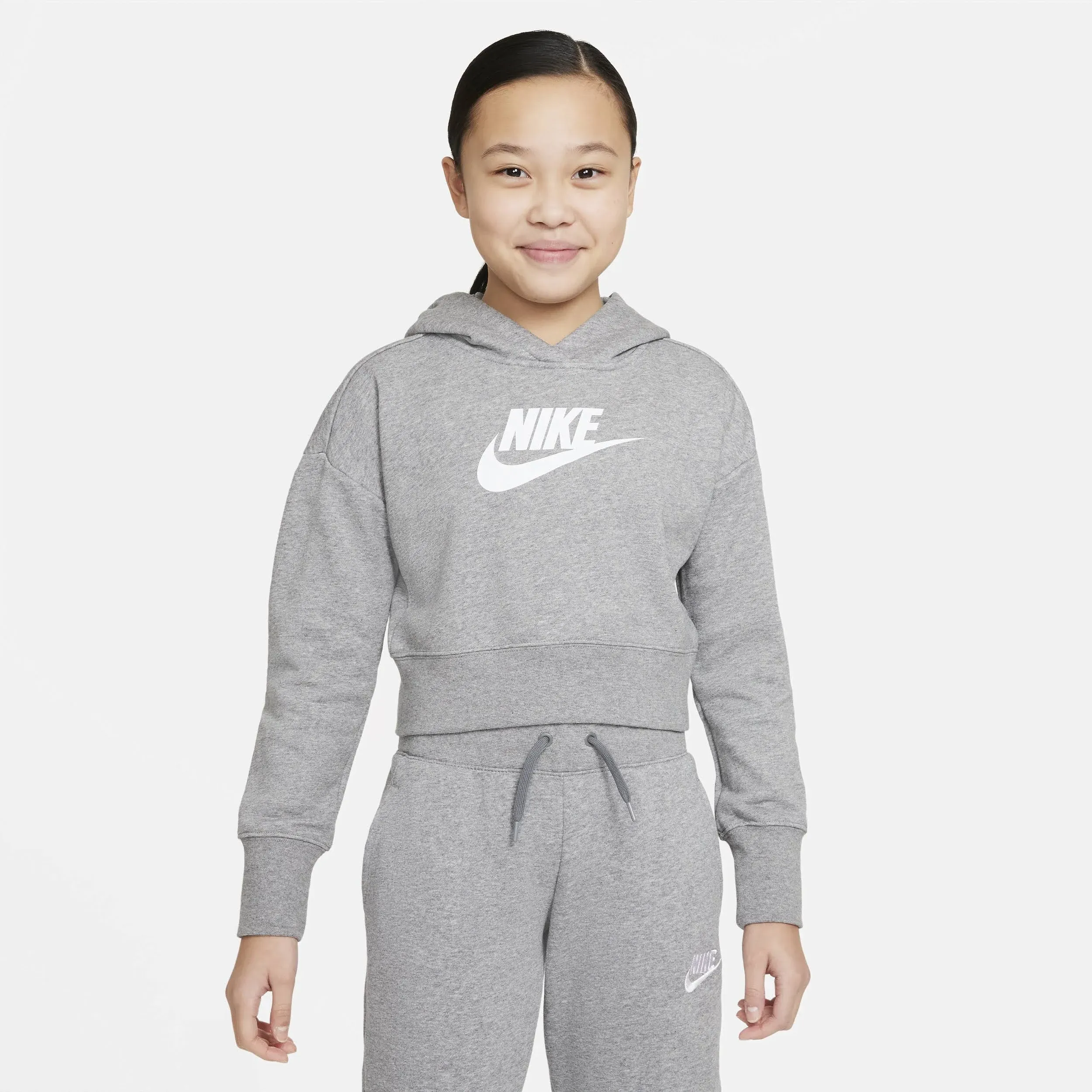 Nike Club Crop Hoody Junior Girls - Grey