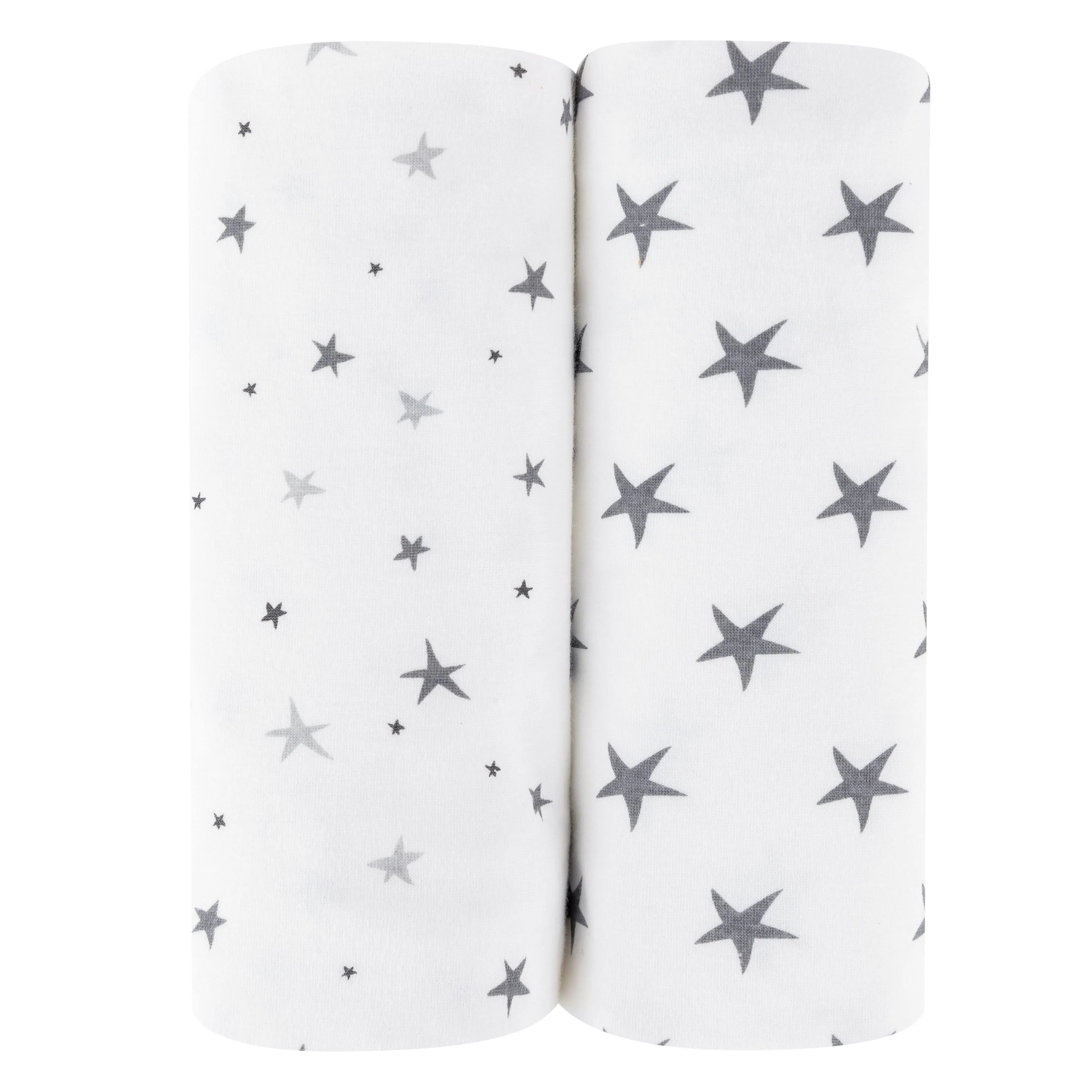 ELY`S & CO. WATERPROOF CRADLE SHEET/ CHANGING PAD COVER - 2 PACK, GREY STARS