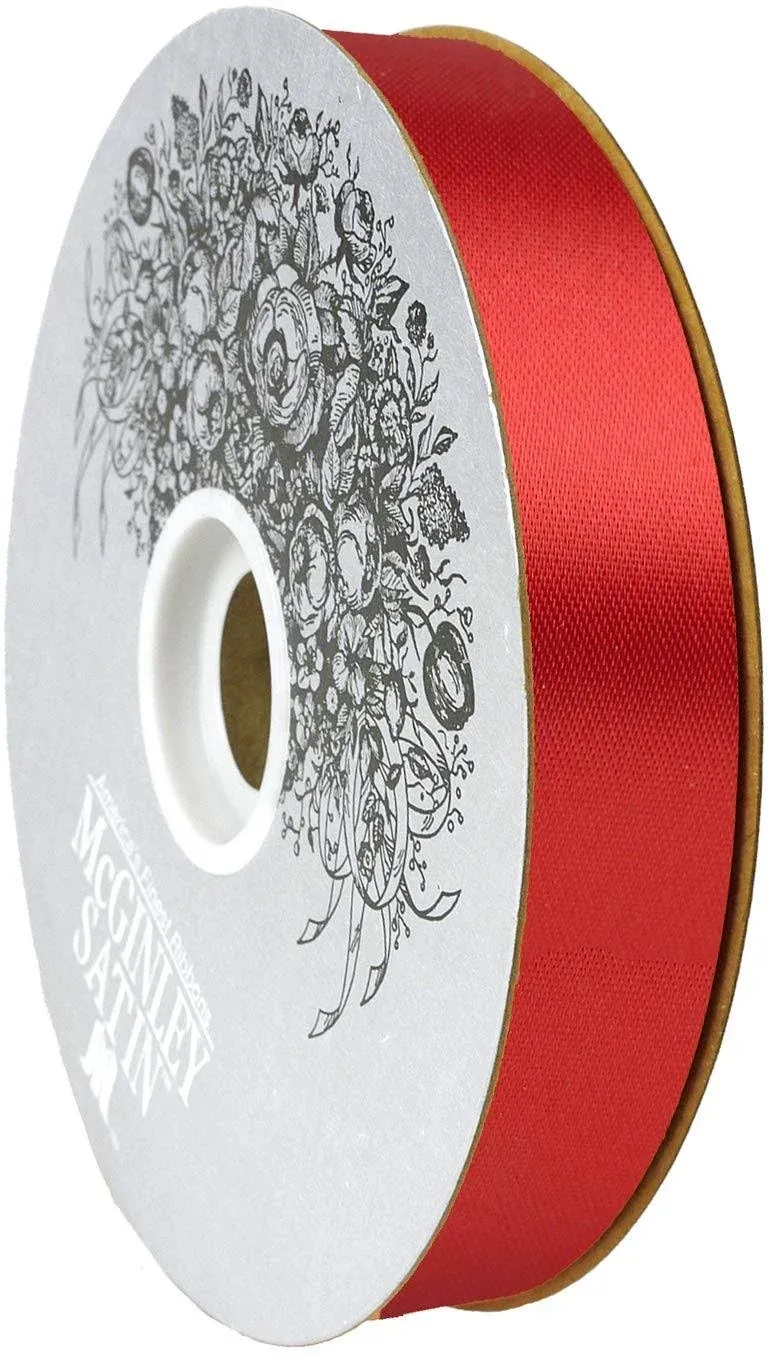 McGinley Mills 7/8" W Acetate Satin Ribbon, Red, 100 Yard Spool