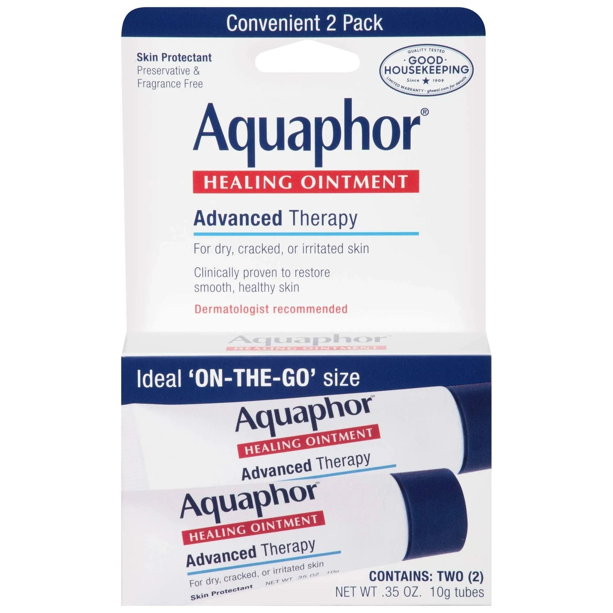 Aquaphor Baby Healing Ointment, Advanced Therapy - 2 Pack, 0.35 oz Tubes