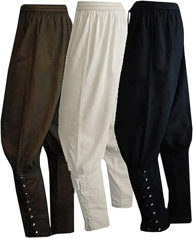 Men's Ankle Banded Pants Medieval Viking Navigator Pirate Costume Trousers Renaissance Gothic Pants