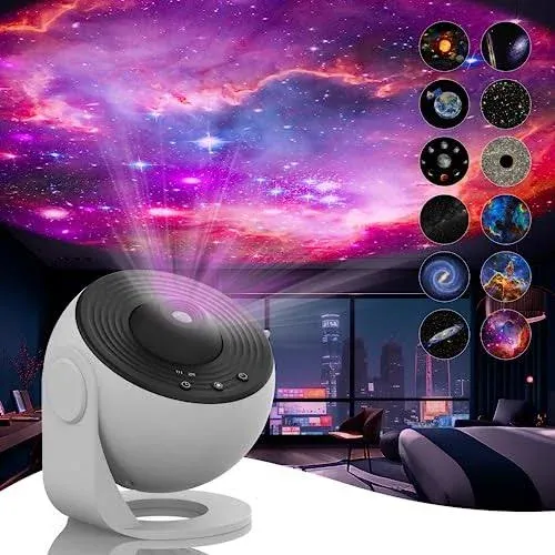 Immerse in the Cosmos with SOMKTN Star Projector & Planetarium Light Projector - 12 Film Discs, HD Image, 360° Rotation - Perfect for Kids & Adults Bedroom DecorImmerse in the Cosmos with SOMKTN Star Projector & Planetarium Light Projector - 12 Film Disc