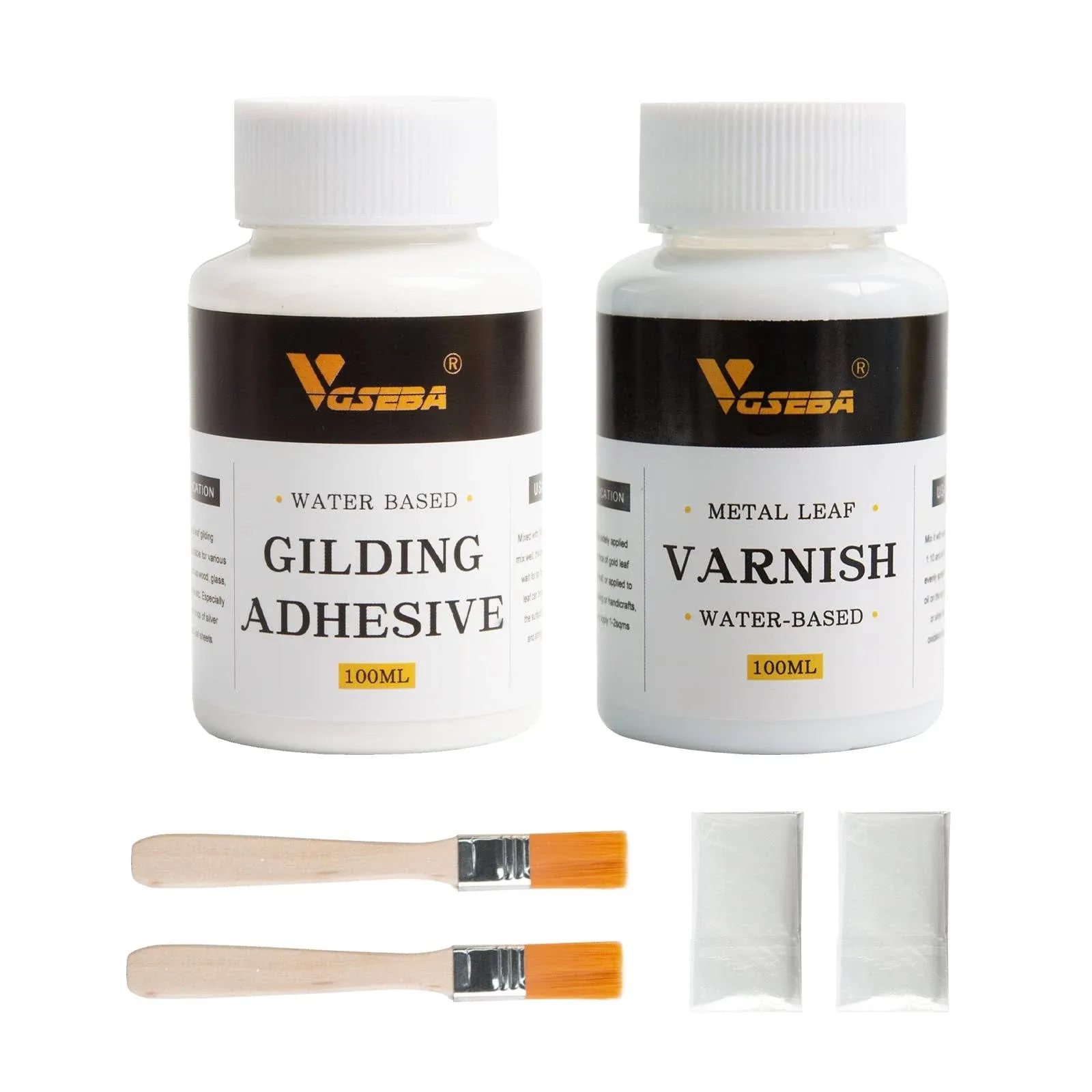 Gold Leaf Adhesive, 6.8oz Gilding Adhesive Set, Metal Leaf Glue and Varnish f...