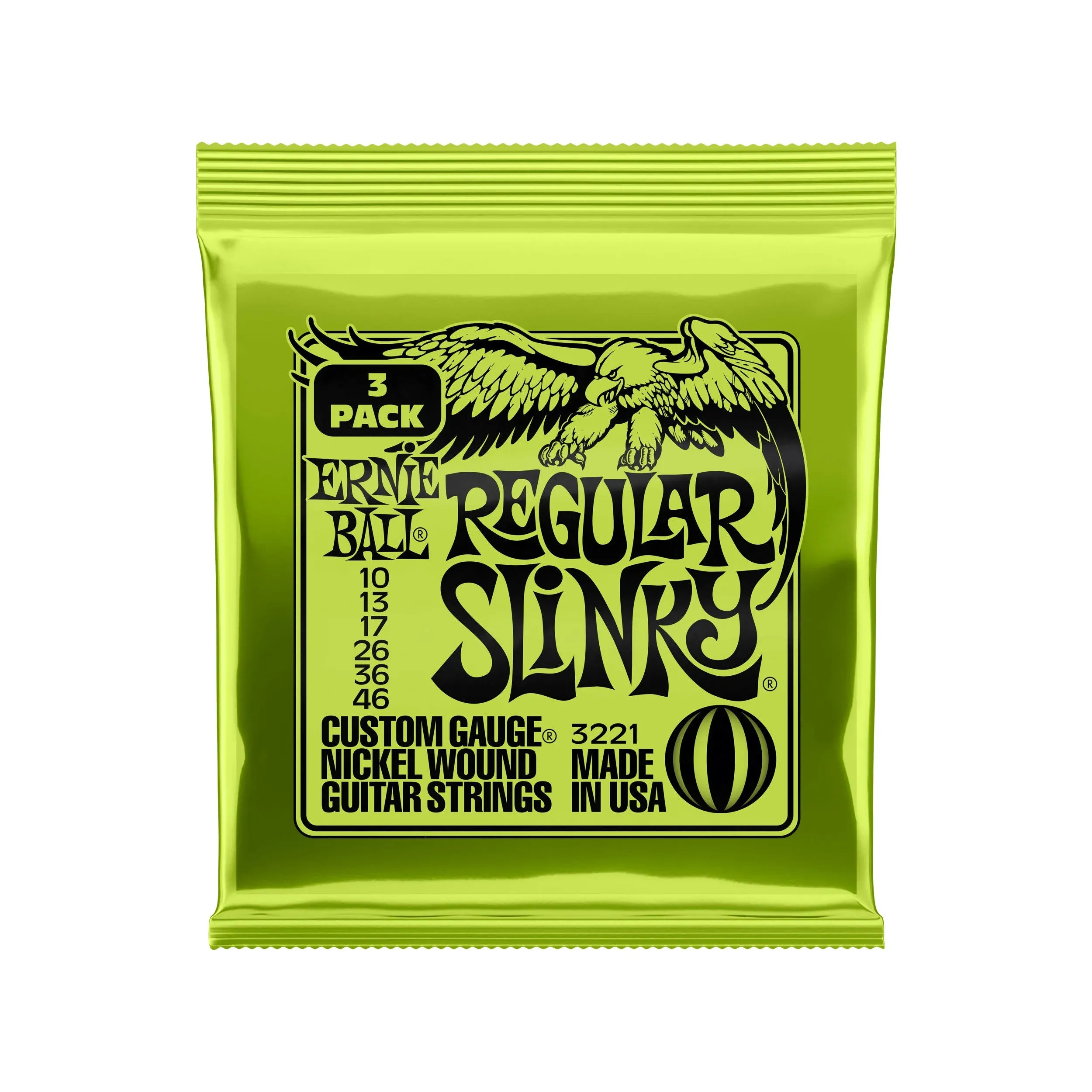 Ernie Ball 3221 Regular Slinky Electric Guitar Strings 3-Pack 2221