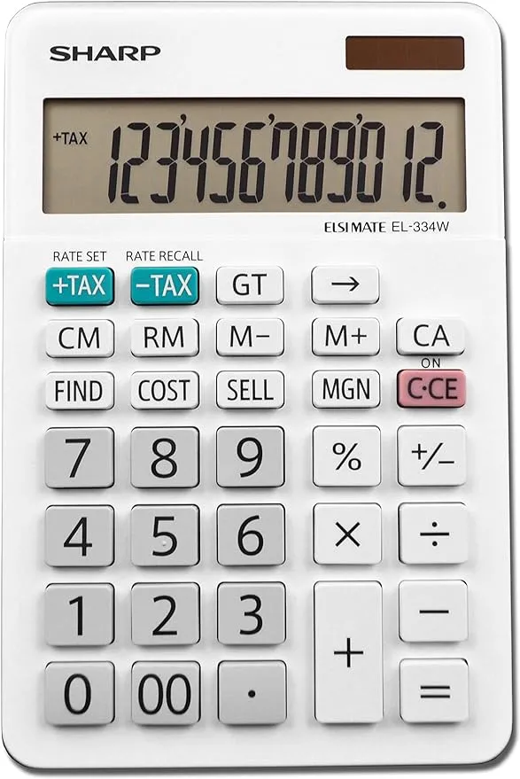 Sharp El-334w Large Desktop Calculator 12-Digit LCD