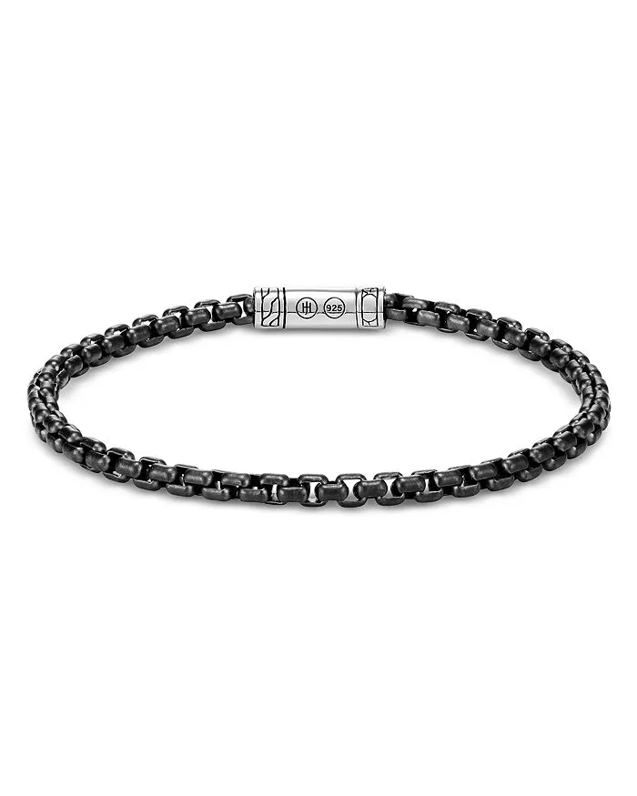 Sterling Silver Classic Chain Black Box Chain Bracelet