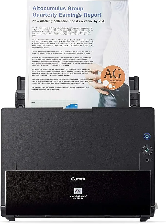 Canon Document Scanner 25ppm 11-4/5&#034;Wx6-1/1<wbr/>0&#034;Lx8-7/10&#034;H BK DRC225II