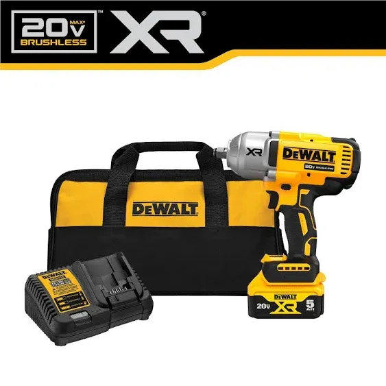 DEWALT 20V MAX Cordless Impact Wrench Kit, 20V MAX, 1/2" Hog Ring With 4-Mode Speed, Includes Battery, Charger and Kit Bag (DCF900P1)