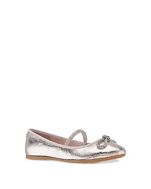 Shop Nina Girls' Kendalla Crystal Embellished Ballet Flats - Toddler, Little Kid, Big Kid In Silver