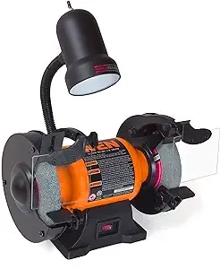 6 in. 2.1 Amp Single Speed Bench Grinder with Flexible Work Light