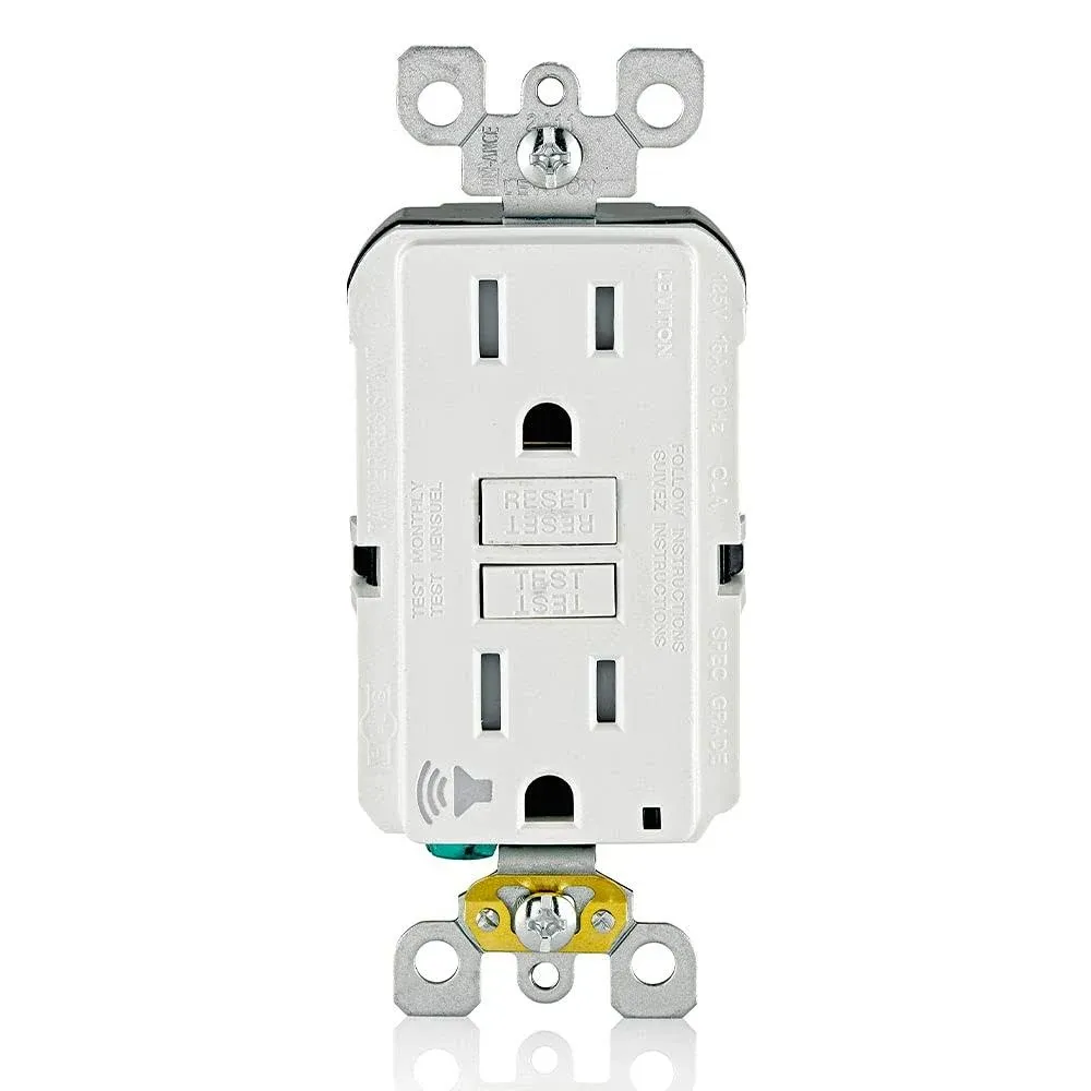 Leviton 15 amps 125 Volt White Audible Outlet 5-15R GFTA1-W