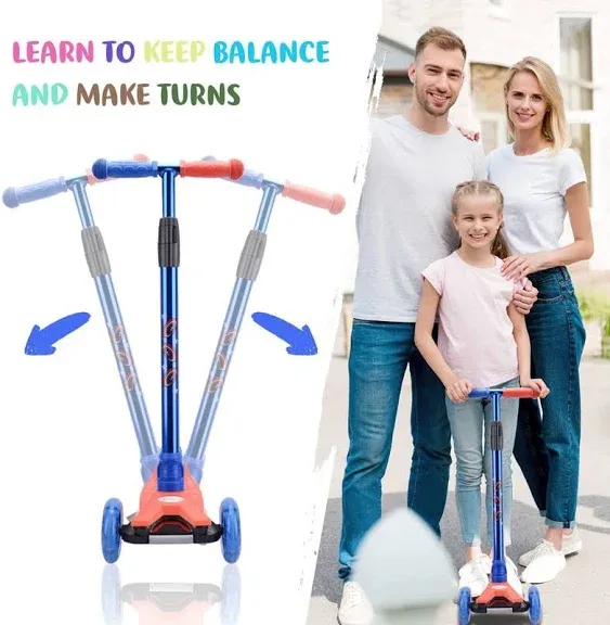 3 Wheel Scooter for Kids Ages 6-12,Kids Scooter with Light Up Wheels, Sturdy Deck Design, and 4 Height Adjustable Suitable for Kids Ages 3-12