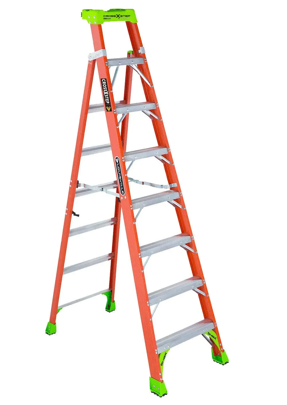 Louisville Ladder 8-Foot Fiberglass Step/Shelf Ladder, 300-Pound Capacity, Orange ...