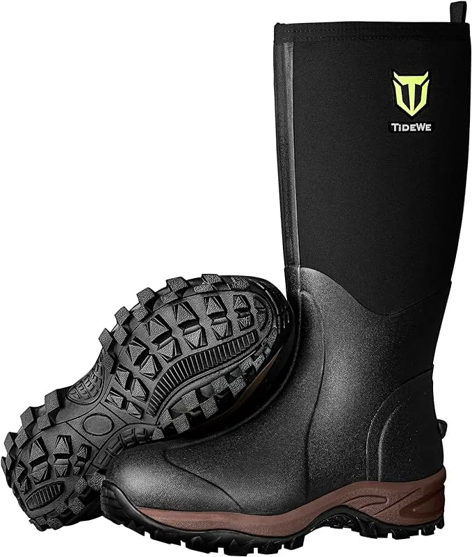 TIDEWE Rubber Neoprene Boots Men And Women, Waterproof Durable 6mm Neoprene Boot, Rain Boot Hunting Boot Arctic Outdoor Boot（Black, Brown & Next Camo G2）