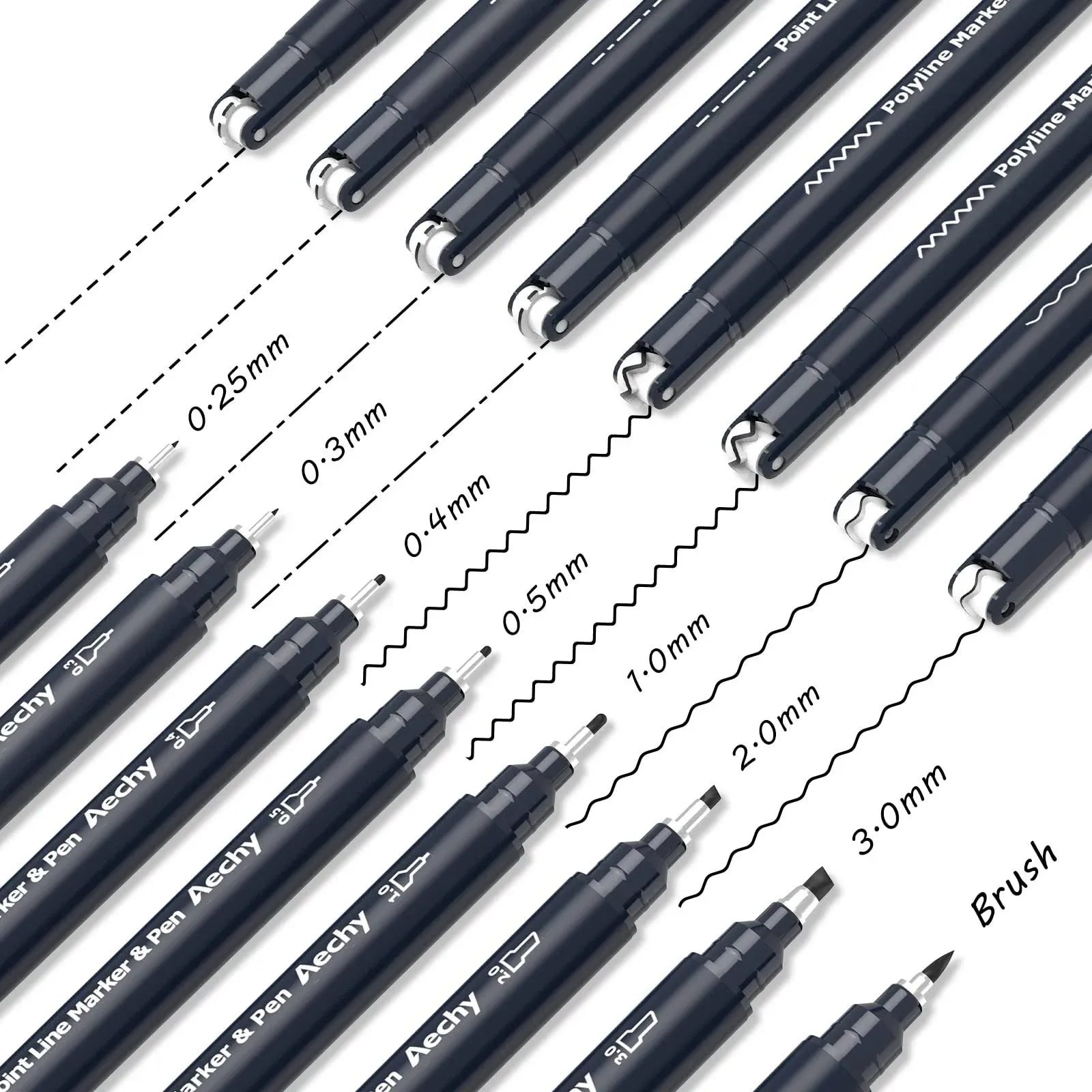 AECHY Calligraphy Curve Pens for Hand Lettering, Dual Tip Pens with 4 Different ...