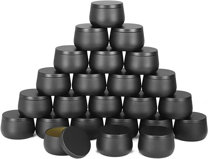 NEXBEXES 8oz Candle tins with lids,Black Candle Jars,Bulk Candle tins for Making Candles,Candle Making Jars 24PACK Black