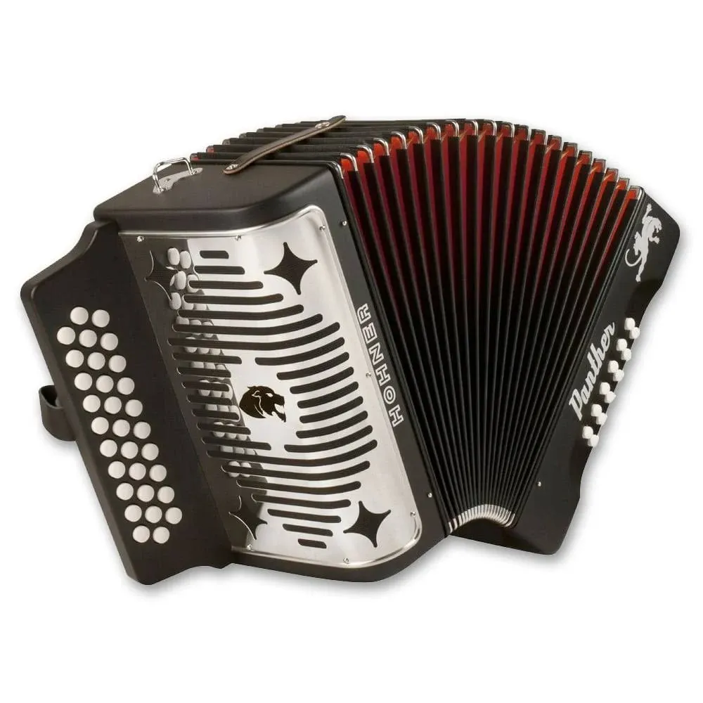 Hohner Panther G/C/F 3-Row Diatonic Accordion - Black