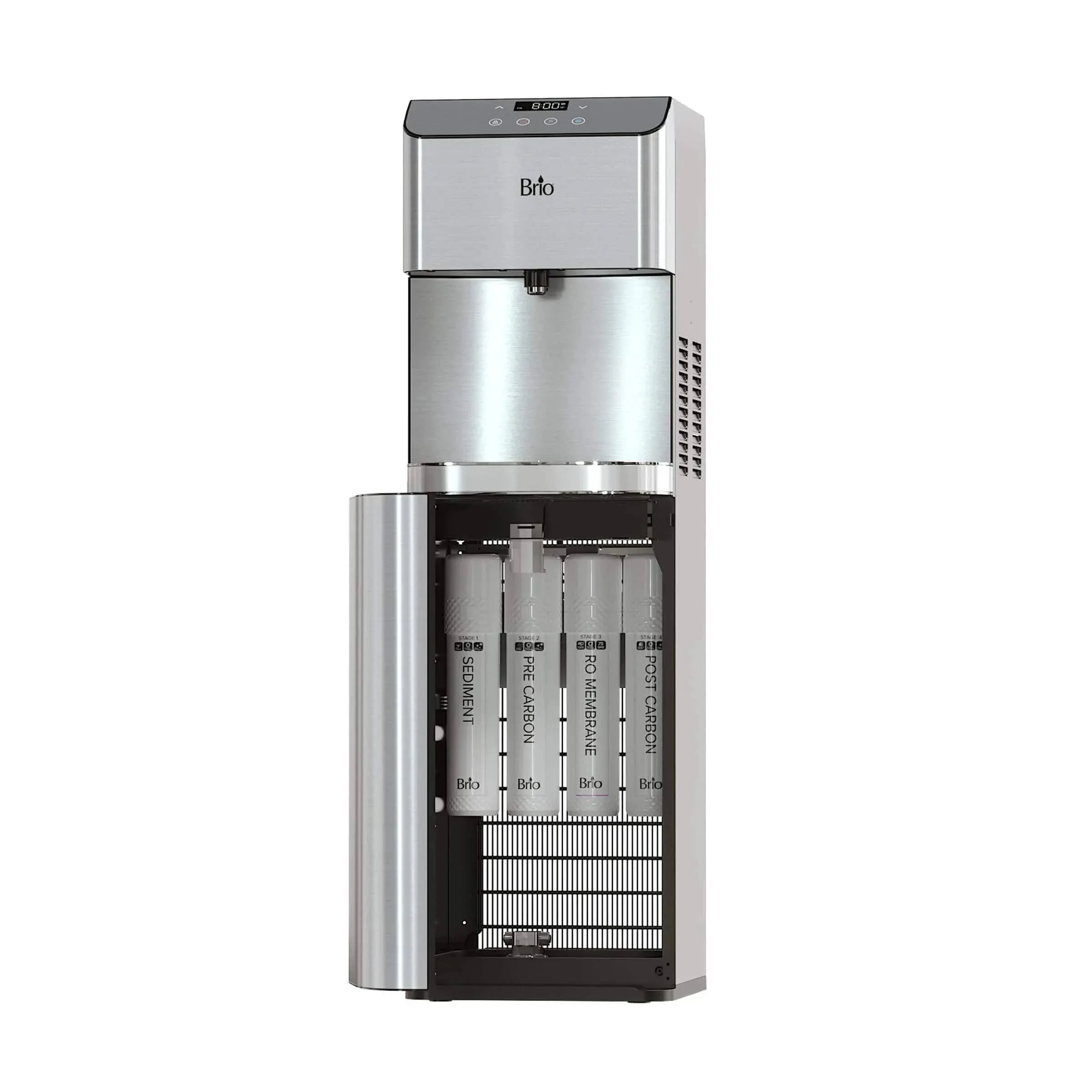 Brio Water Cooler 44&#034; Bottle-Less Self-Cleaning Digital Controls Stainless Steel