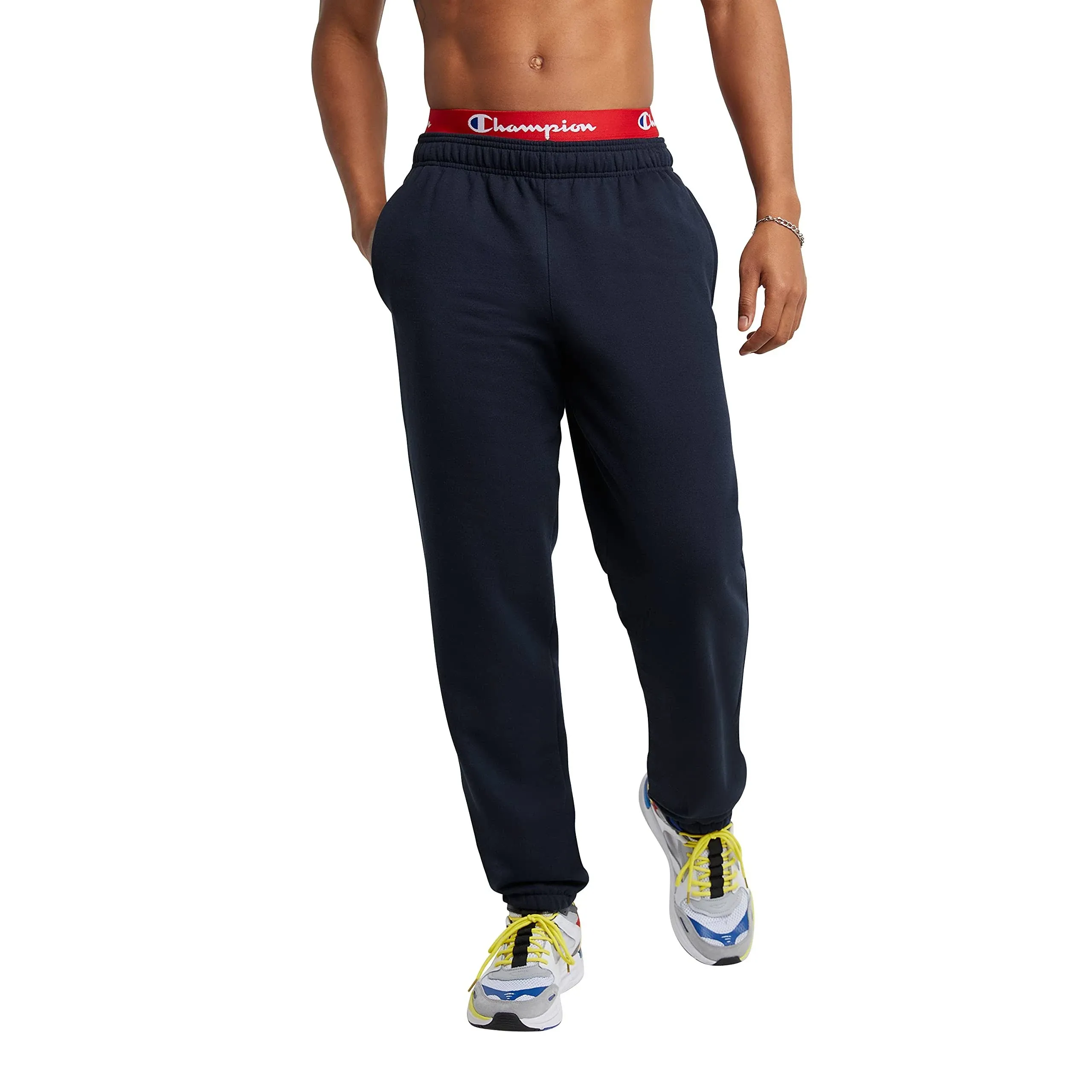 Champion Men's Powerblend Fleece Relaxed Bottom Pants Navy