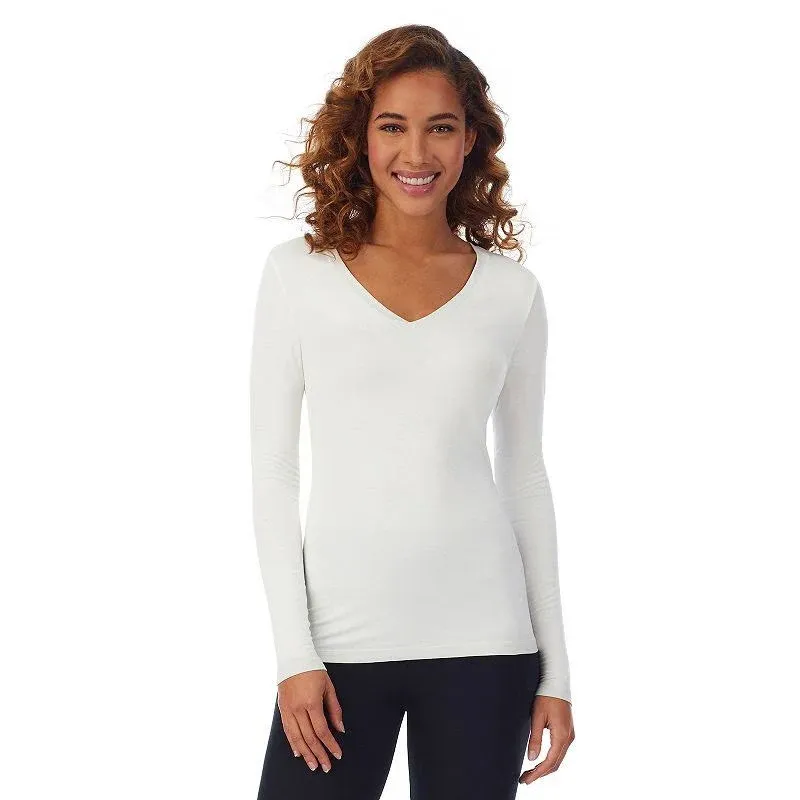 Cuddl Duds Women's Softwear with Stretch Long Sleeve V-Neck Top