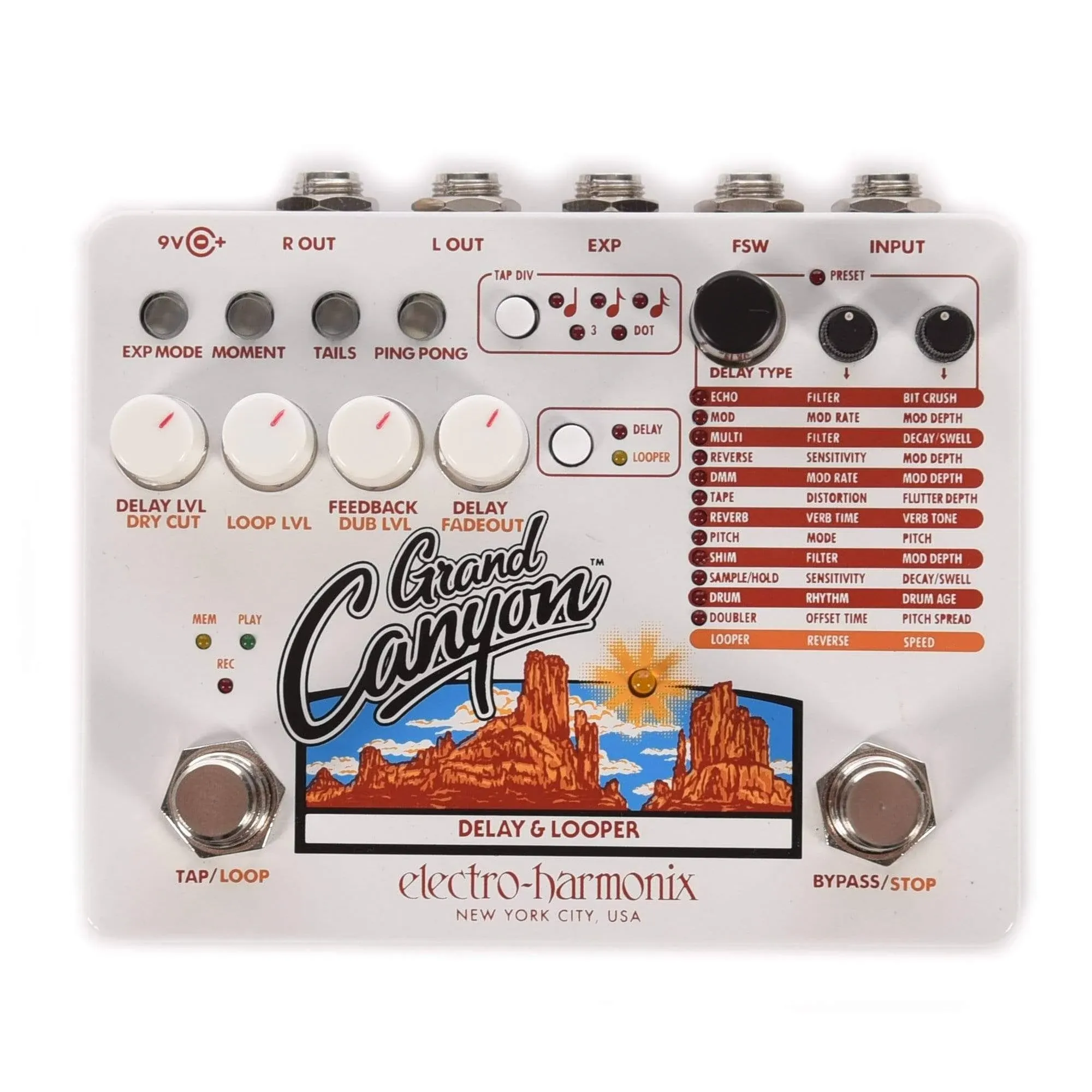 Electro Harmonix EHX Grand Canyon Delay Looper Guitar Effect Pedal