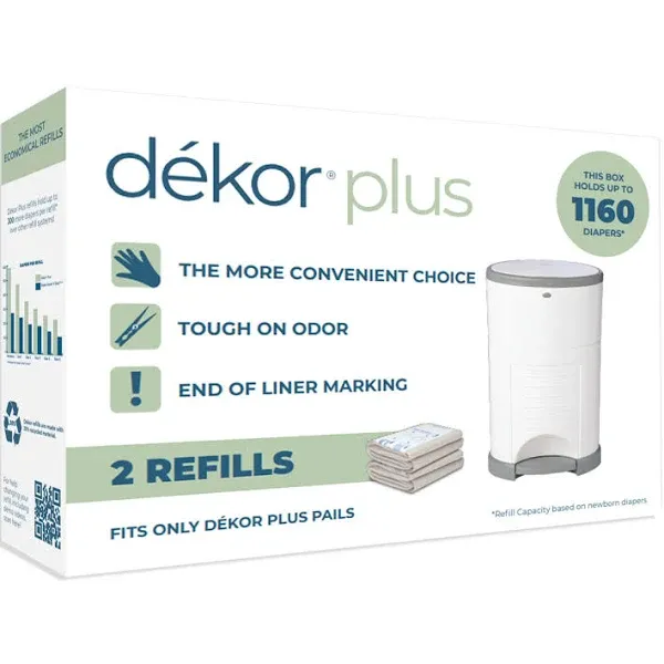 Dekor Plus Diaper Pail Refills | 2 Count