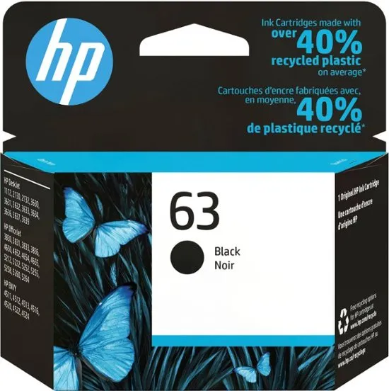 HP 63 Black Ink Everyday Photo Paper, Glossy, 25 Sheets, 8.5x11