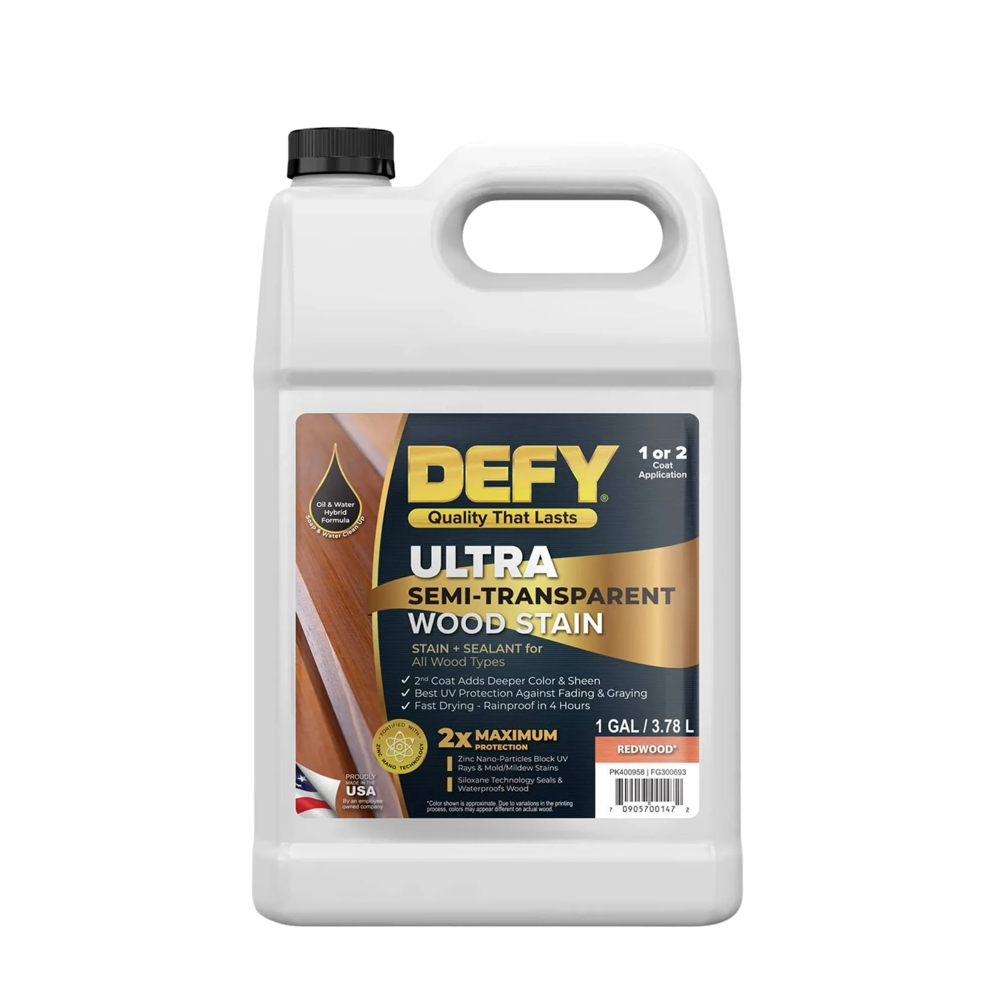 Defy Ultra Semi-Transparent Wood Stain 1 Gallon / Cedar Tone