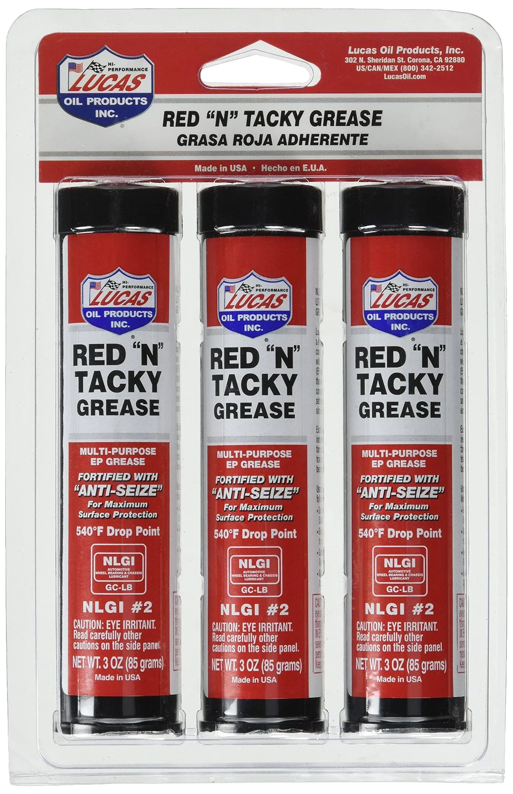 Lucas Oil 3 Pack 3 oz Red N Tacky Grease