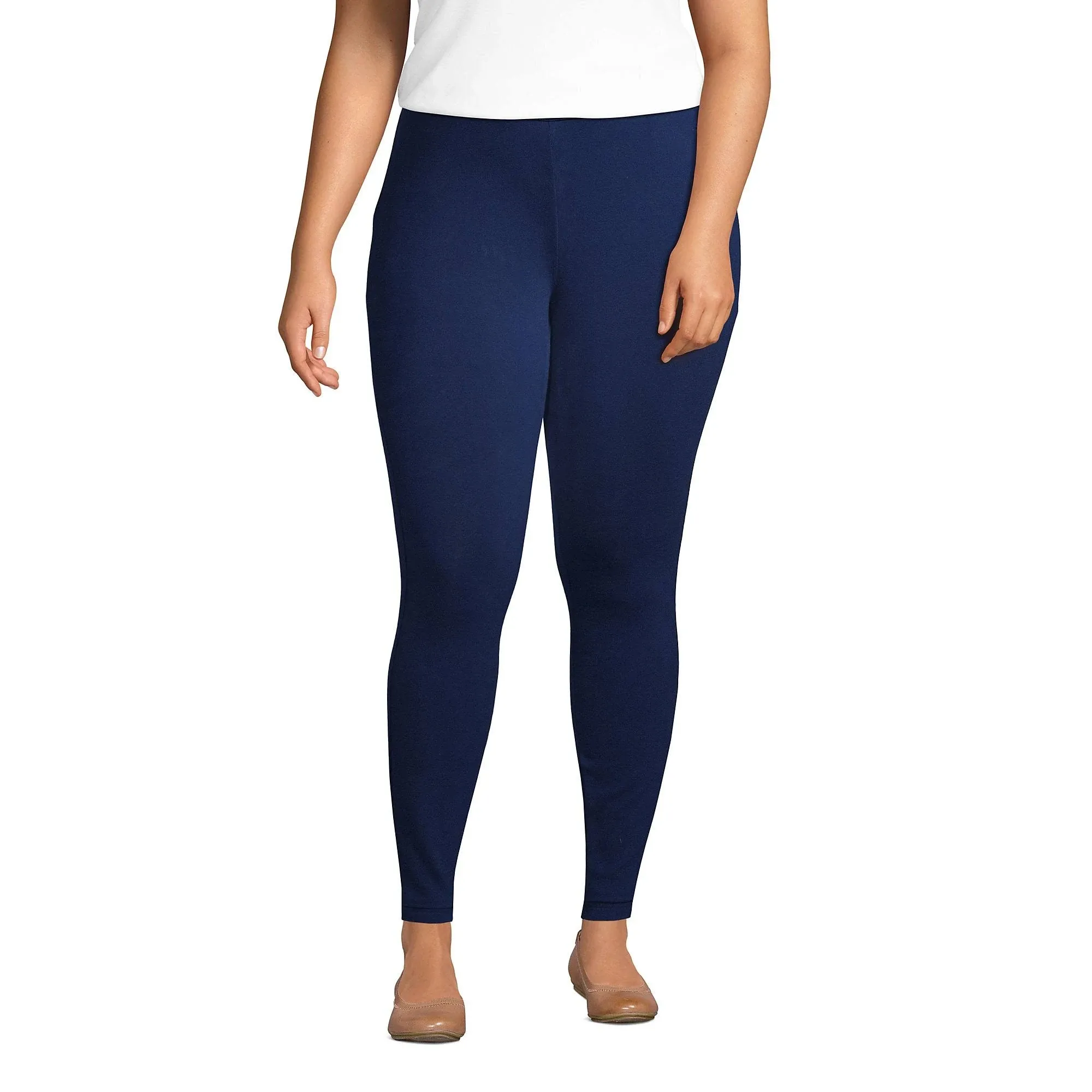 Lands' End Women's Plus Size Starfish Mid Rise Knit Leggings