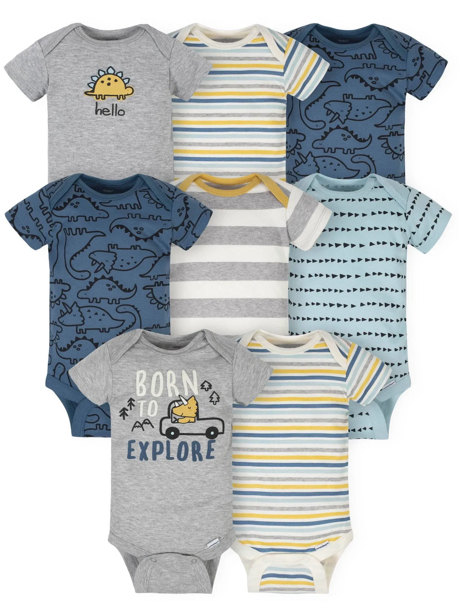 Gerber Baby Boys' 8-Pack Short Sleeve Onesies Bodysuits