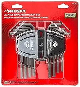 HUSKY Allen Wrenches Long/short arm (AMAZING 26 PIECE WRENCH HEX KEY SET) | Mechanic Car Boat Truck Autobody | Color coded storage case included | Standard Not ball end