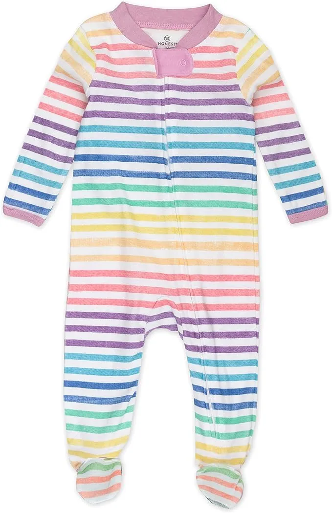 Honest Baby Clothing Zipper Rainbow Stripe Footed PJs 6-9M EUC Unisex