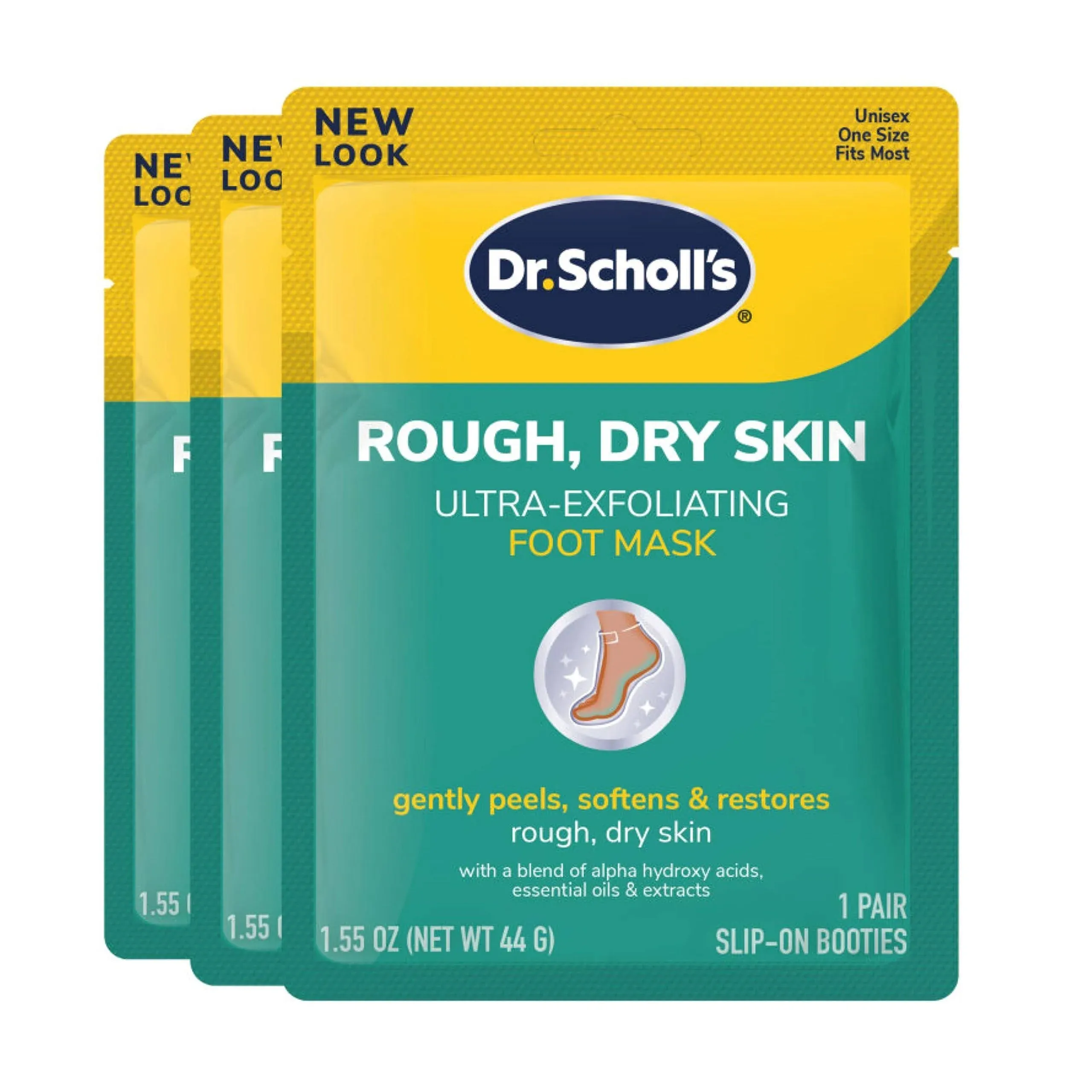 Dr. Scholl's Rough, Dry Skin Ultra Exfoliating Foot Mask 3 Pack, Gently peels and Softens, with Urea, Dead Skin Remover