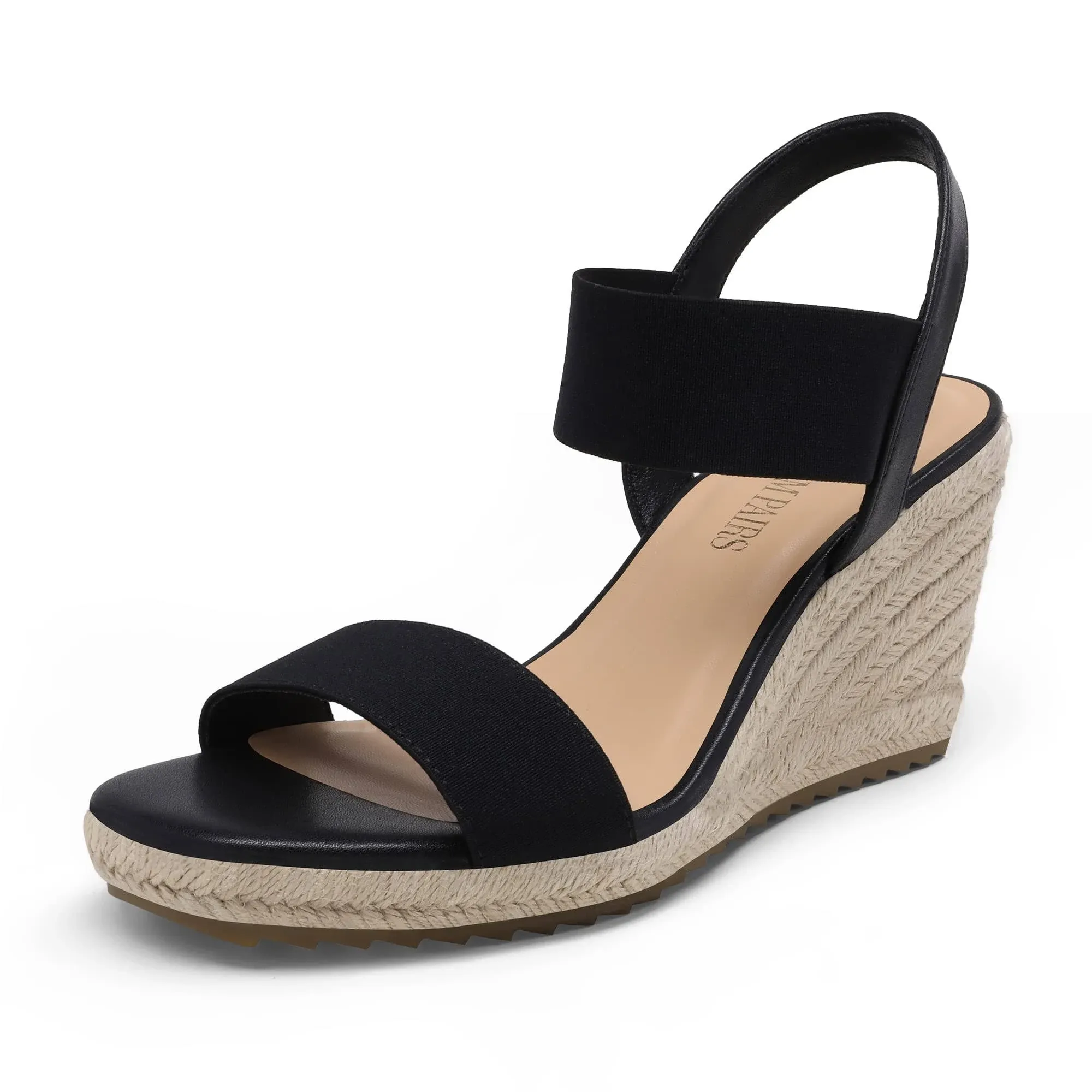 Women Elastic Ankle Strap Open Toe Espadrilles Sandals Slip On Wedge Sandals