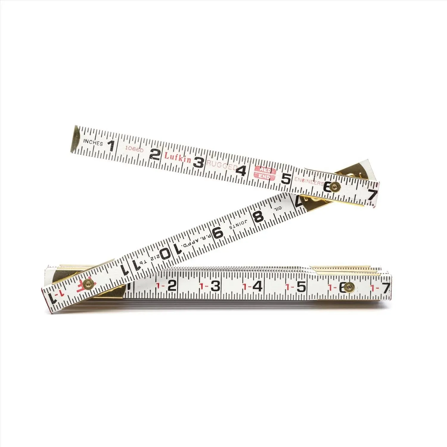 Crescent 1066DN Red End Series Engineer's Scale Rule, Regular, 1/10ths, 1/100ths, Feet Graduation, Wood, White