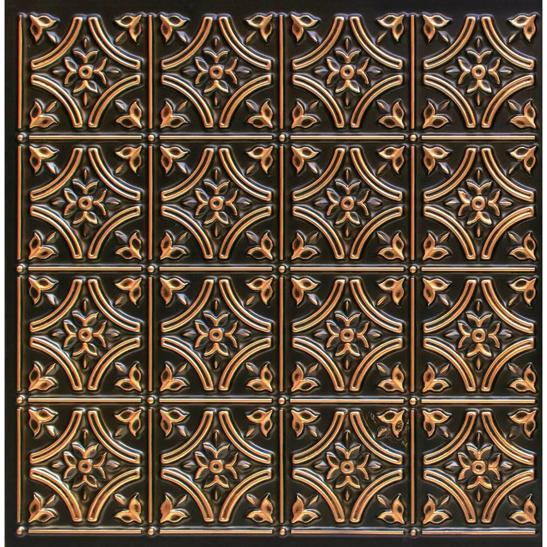 150 Gothic Reims PVC 2' x 2' Glue-up Ceiling Tile (Covers / 100 sq.ft), Antique Gold, 25 Piece