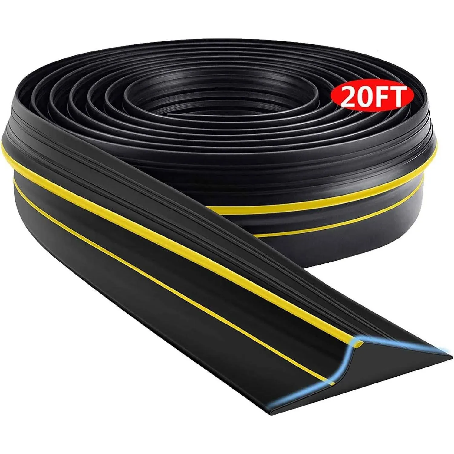 Jin&Bao Universal Garage Door Threshold Seal Strip, Bottom Weather Stripping Replacement Rubber Waterproof 20 ft Length