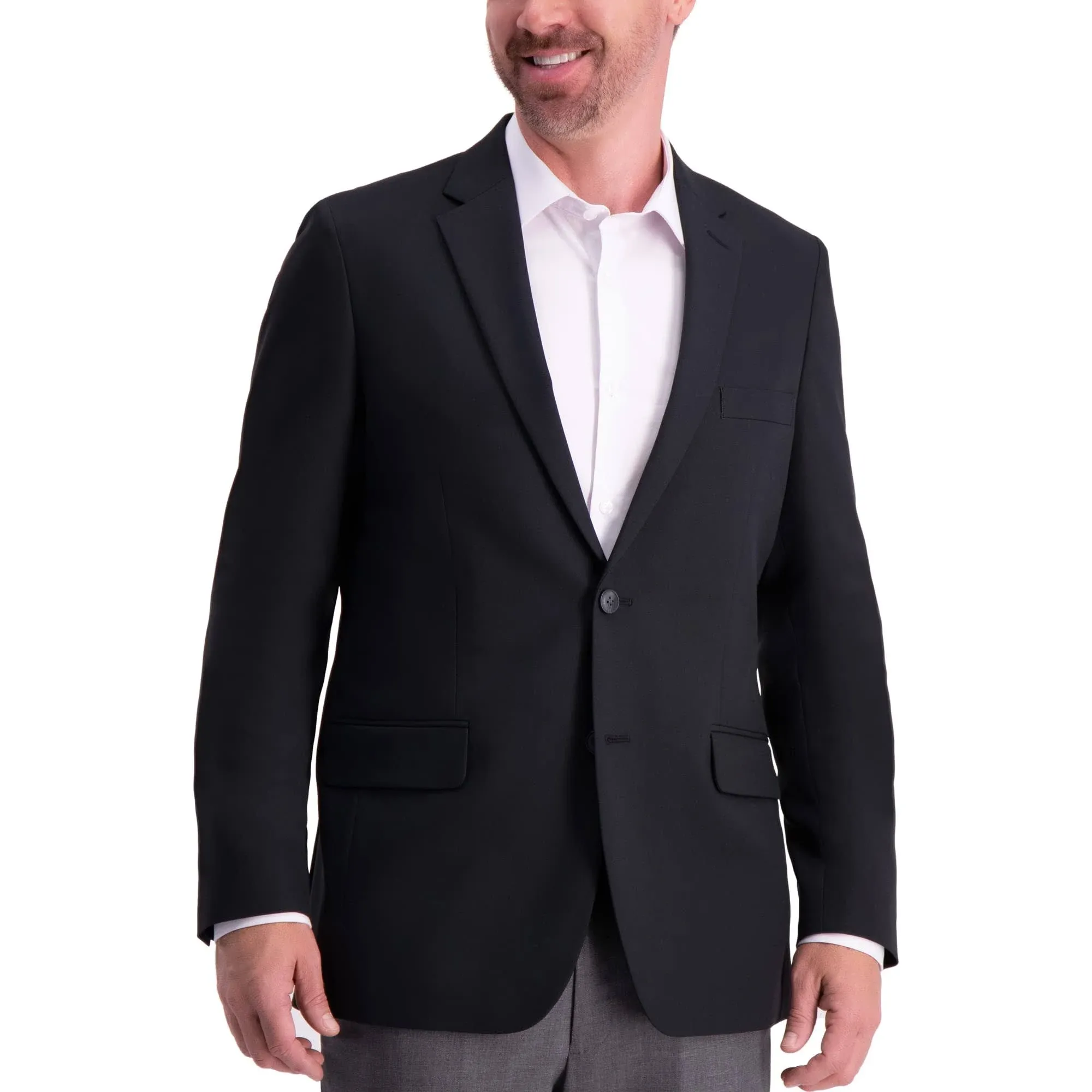 Haggar Black Solid Gab Active Series Tailored Fit Blazer