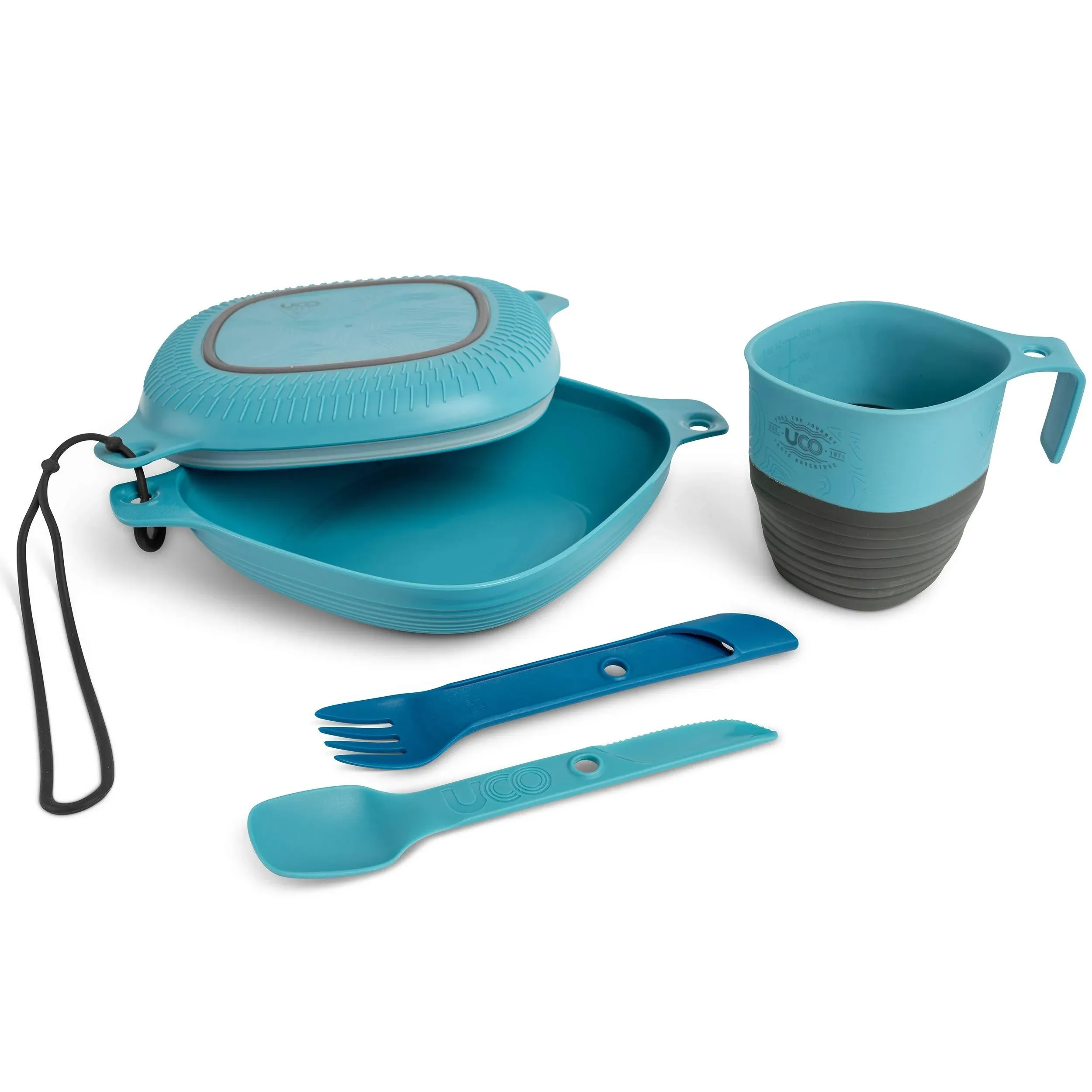 UCO Lunch Box 6-teilig Blue/Grey Plate Cup Bowl Cutlery Camping Dishes