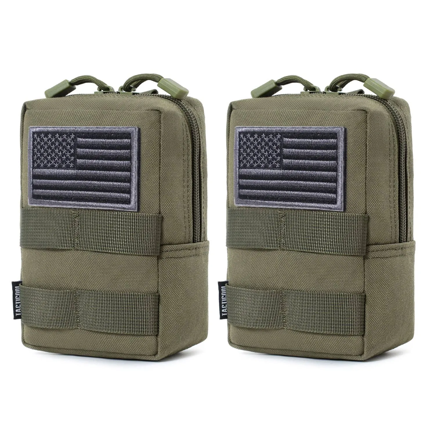 Tacticool 2 Pack Molle Pouches - Tactical Compact Water-Resistant EDC Pouch (Army ...