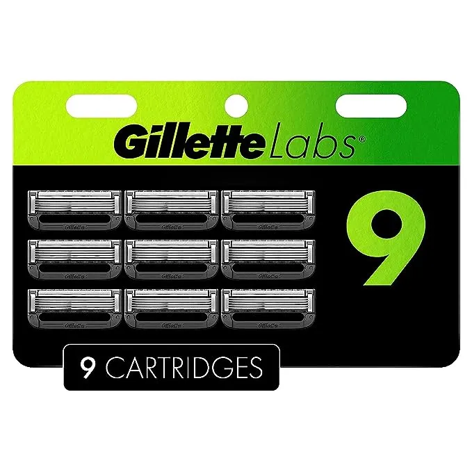 Gillettelabs Razor Blade Refills, Compatible with Gillettelabs with Exfoliating Bar by Gillette and Heated Razor, 9 Refills